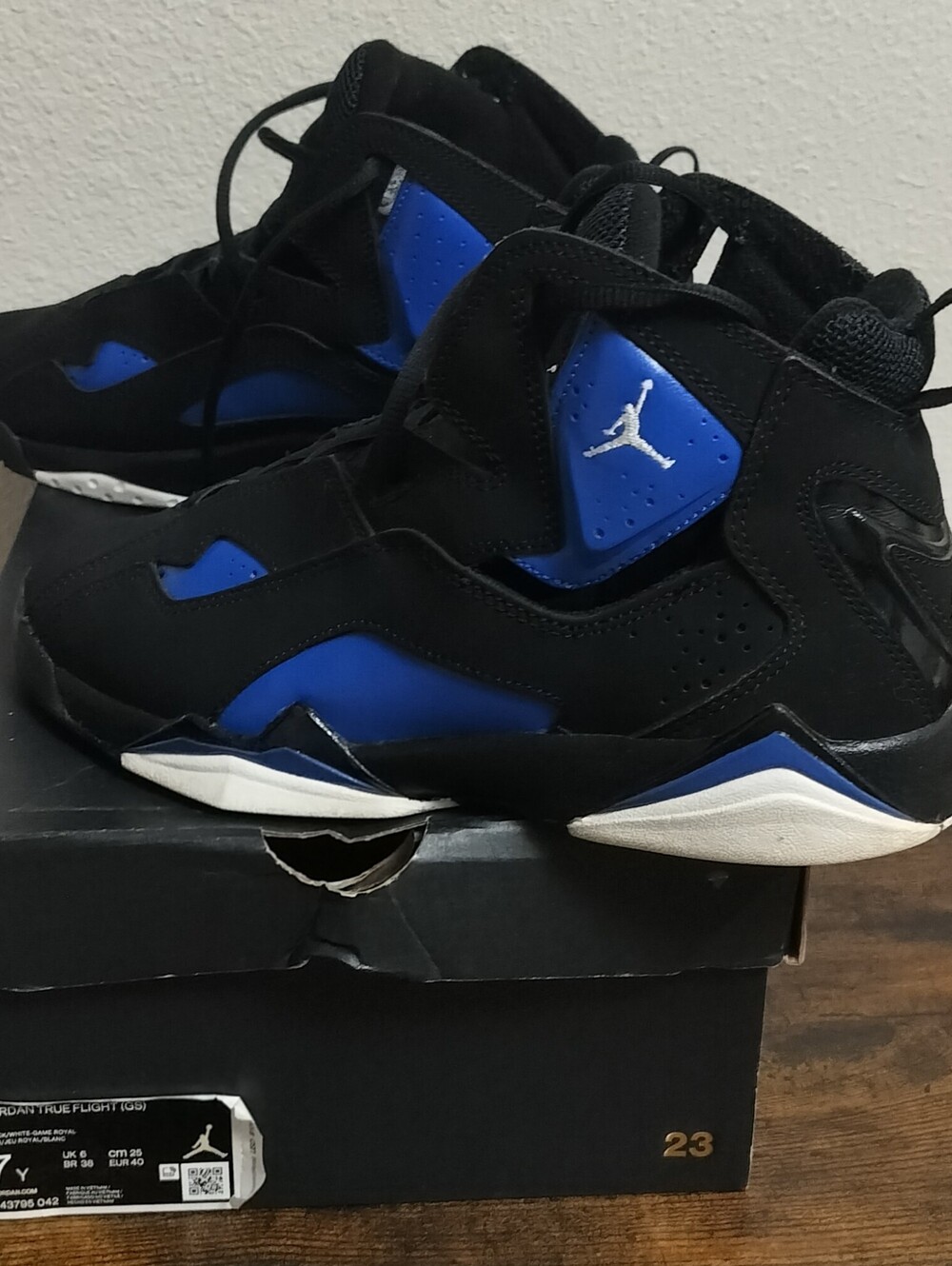 Jordan Kids' Black and Royal Blue High-Top Sneakers